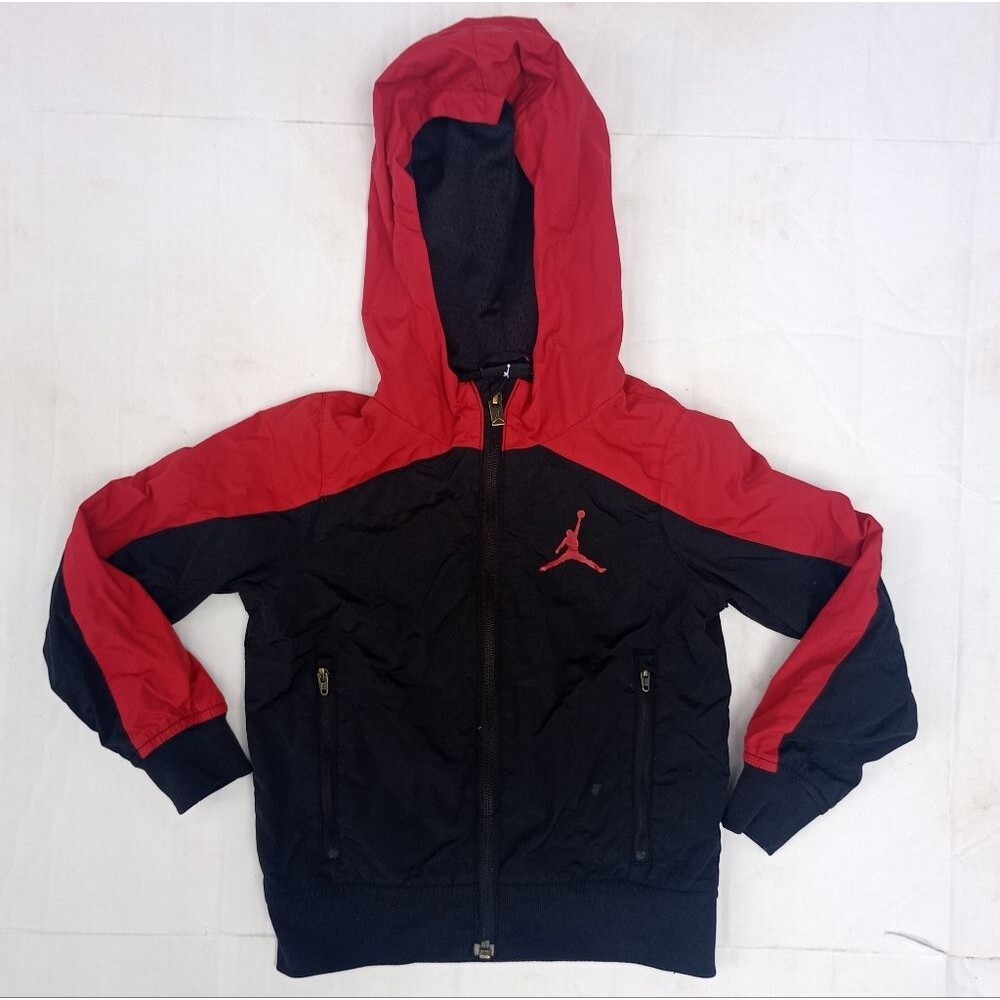 Small Boys Nike Air Jordan Jumpman Red & Black Hooded Windbreaker Jacket